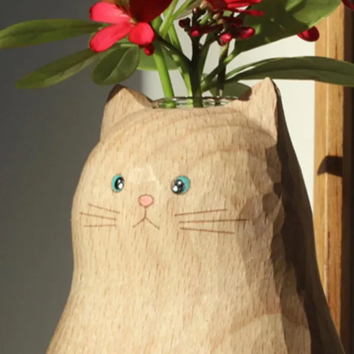 Handmade cat vase
