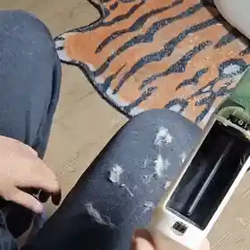 Pet hair remover on sofa