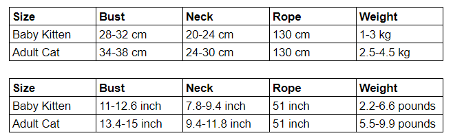 Size chart