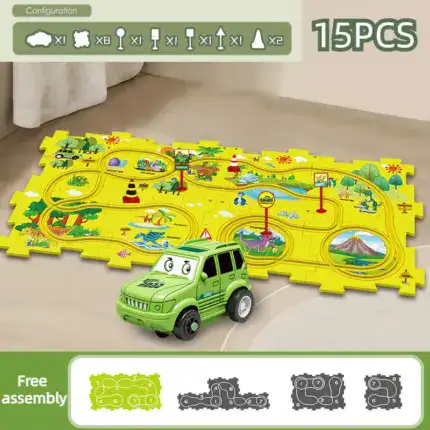 Gift For Children_Children's Educational Puzzle Track Car Play Set