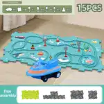 Gift For Children_Children's Educational Puzzle Track Car Play Set