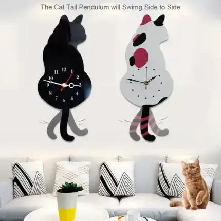 Nordic Cat Wagging Tail Wall Clock