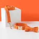 Orange Corduroy Dog Collar Bow