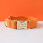 Orange Corduroy Dog Collar Bow
