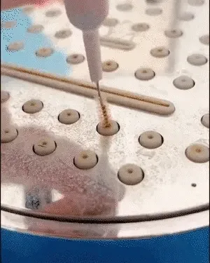 Cleaning brush in action